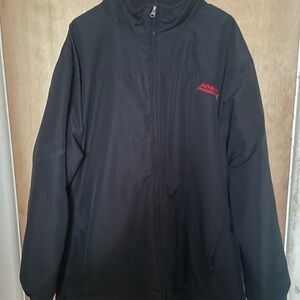 Black Windbreaker with Full-Zip and Standing Collar